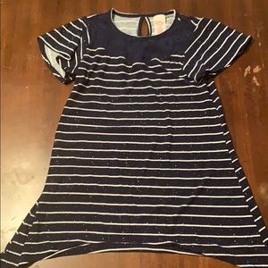 Blue and white stepped shirt